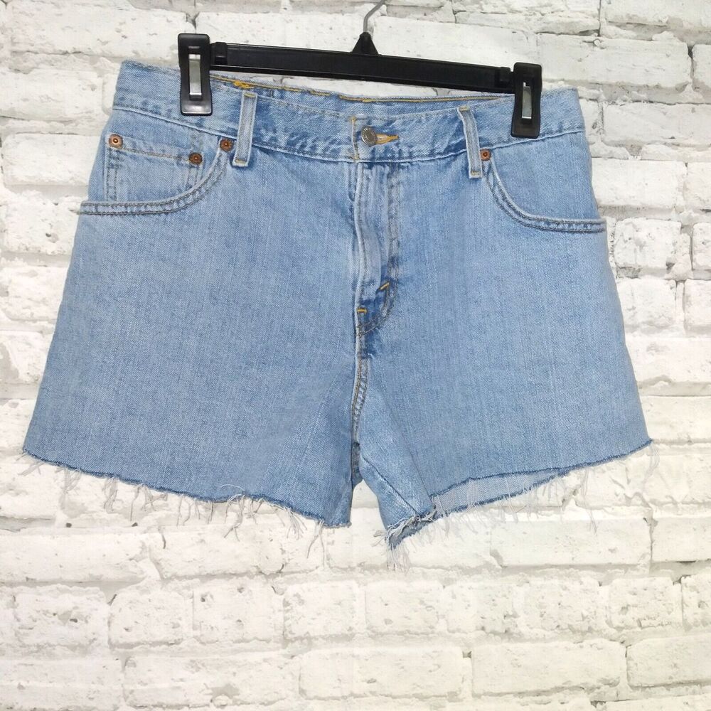 Levis Womens Cut Off Shorts 8 Blue Jean High Waisted Light Wash